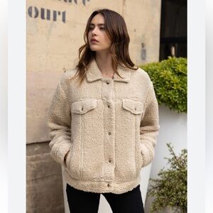 POPSUGAR  Faux‎ Fur Sherpa Washable Denim Style Jacket Small